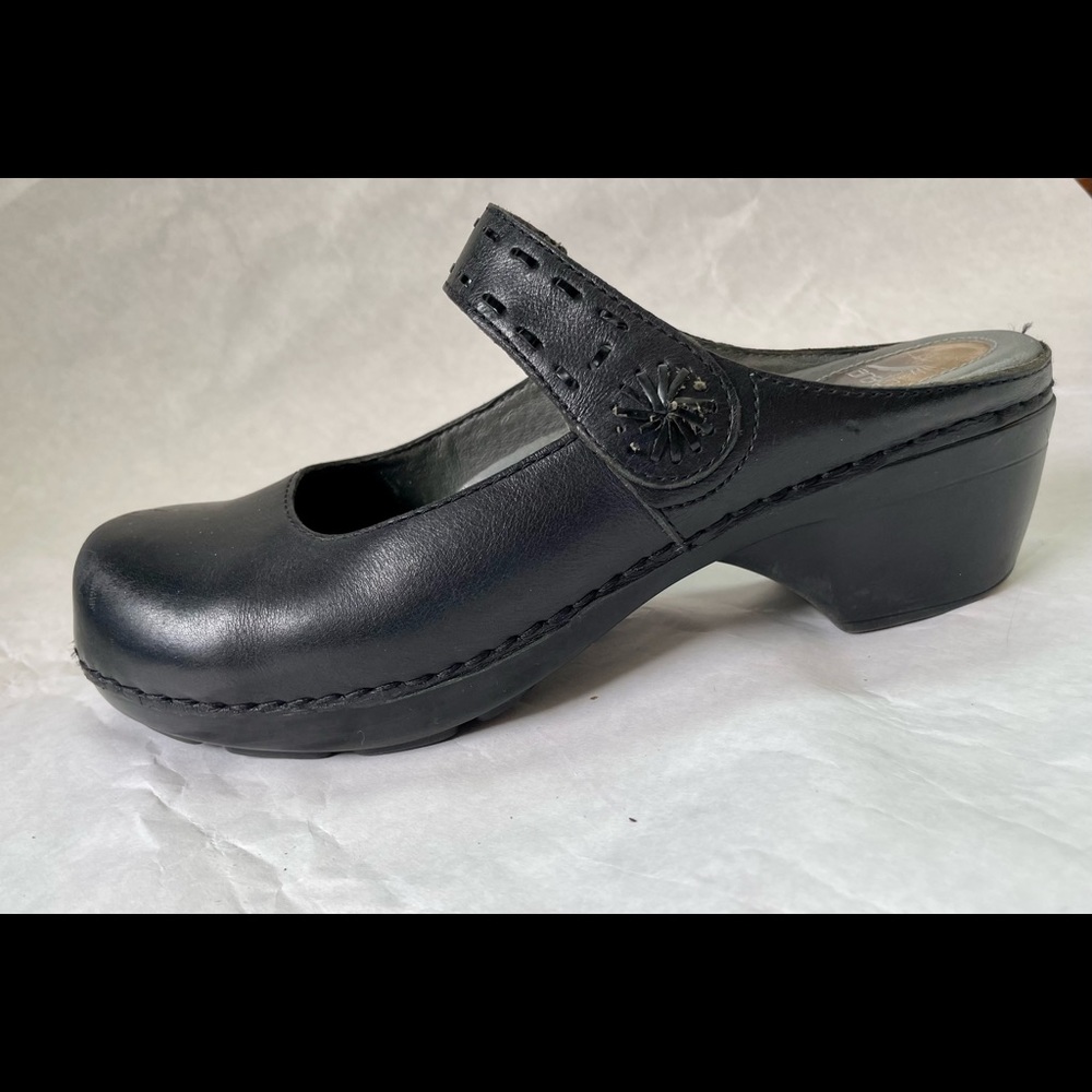 Dansko black leather clogs